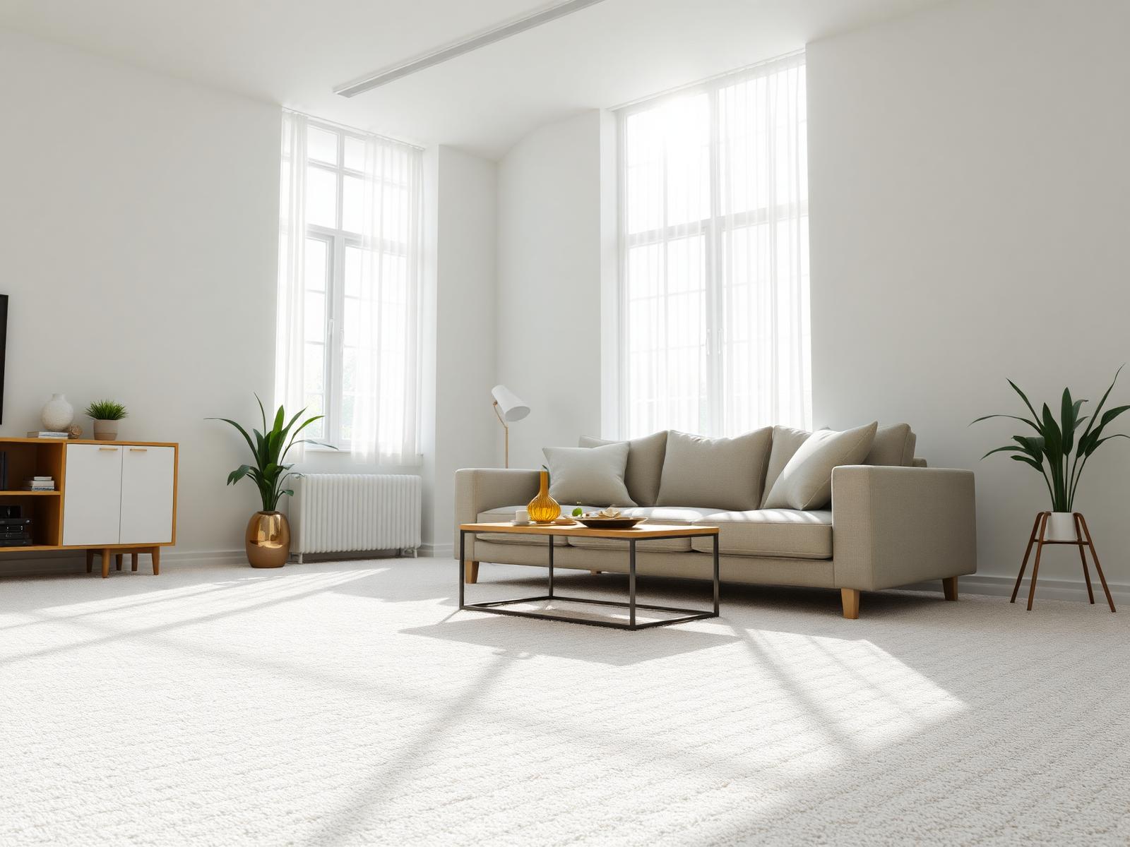 Freshly cleaned bright living room with pristine carpet